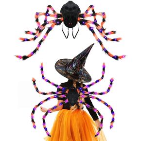 زي عنكبوت الهالوين من ERHAIYUN للأطفال البالغين، حقيبة ظهر حلوى عنكبوت 64 LED، زي عنكبوت مخملي مضحك مع أضواء in Kuwait