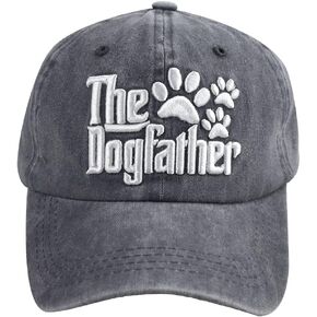 The Dogfather Paw Hat, Best Dog Dad Hats, Father's Day Adjustable Washed Denim Baseball Cap for Men in Saudi Arabia