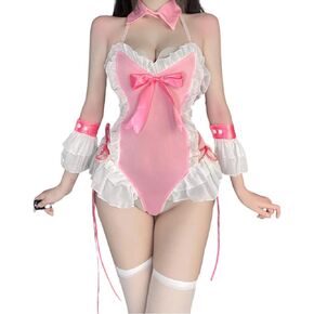Temptshow Sexy Bunny Bodysuit Cosplay Maid Dress Japanese Anime Babydoll Bodysuit