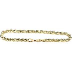 Bracelet Real 10K Yellow Gold Hollow Rope Men and Women 5.0mm, 7" to 10" in Saudi Arabia