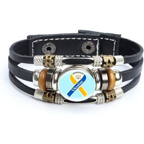 N-Made Beautifull Ukrainian Bracelet - Ukraine Bracelet - Ukrainian Jewelry - Ukraine Trident - Symbol Leather Bracelets Glass Dome Snap Button Bracelet and Bangles Trident Women Men Jewelry in Saudi Arabia