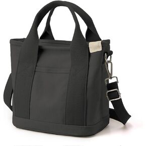 FOAPLE Small Canvas Tote Bag with Zipper, Crossbody Bag Shoulder Bag Handbag Messenger Bag for Women, Shopping, School
