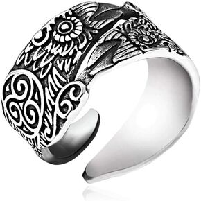 Gungneer Viking Raven Skull Valknut Ring Stainless Steel Norse Pagan Protection Jewelry Ring Men Women in Kuwait