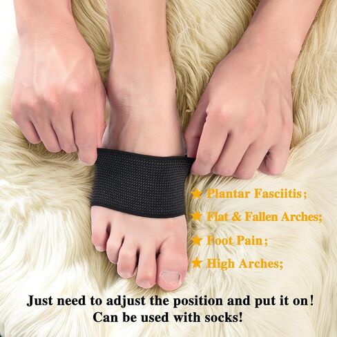 أربطة ضغط لدعم قوس القدم من WUTAIN - جوارب دعم قوس القدم مع وسادات جل لتخفيف التهاب اللفافة الأخمصية، أربطة دعم تقويم العظام للقدم المسطحة، وألم القوس، وتخفيف الوذمة، (أسود) in Kuwait