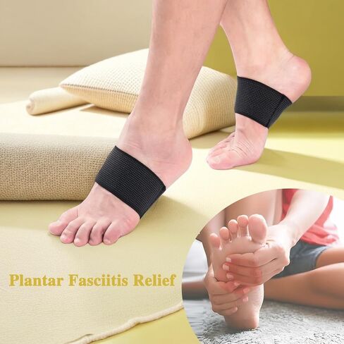 أربطة ضغط لدعم قوس القدم من WUTAIN - جوارب دعم قوس القدم مع وسادات جل لتخفيف التهاب اللفافة الأخمصية، أربطة دعم تقويم العظام للقدم المسطحة، وألم القوس، وتخفيف الوذمة، (أسود) in Kuwait