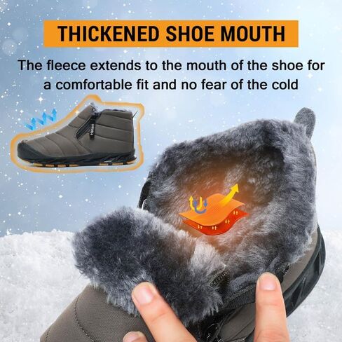 أحذية الثلوج رجالي أحذية الشتاء مقاوم للماء الفراء اصطف الدافئة حذاء من الجلد سستة إغلاق الانزلاق على التمهيد في الهواء الطلق أحذية مشي مريحة in Kuwait