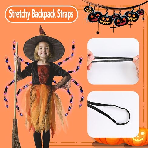 زي عنكبوت الهالوين من ERHAIYUN للأطفال البالغين، حقيبة ظهر حلوى عنكبوت 64 LED، زي عنكبوت مخملي مضحك مع أضواء in Kuwait