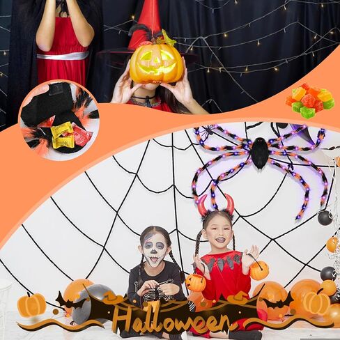 زي عنكبوت الهالوين من ERHAIYUN للأطفال البالغين، حقيبة ظهر حلوى عنكبوت 64 LED، زي عنكبوت مخملي مضحك مع أضواء in Kuwait