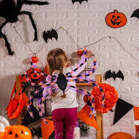 زي عنكبوت الهالوين من ERHAIYUN للأطفال البالغين، حقيبة ظهر حلوى عنكبوت 64 LED، زي عنكبوت مخملي مضحك مع أضواء in Kuwait