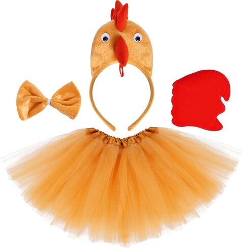 Chicken 3D Animal Costume 3D Chick Headband Bowtie Tail Tutu Set for Halloween Christmas Cosplay Party in Saudi Arabia
