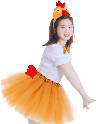 Chicken 3D Animal Costume 3D Chick Headband Bowtie Tail Tutu Set for Halloween Christmas Cosplay Party in Saudi Arabia