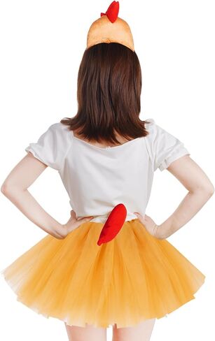 Chicken 3D Animal Costume 3D Chick Headband Bowtie Tail Tutu Set for Halloween Christmas Cosplay Party in Saudi Arabia