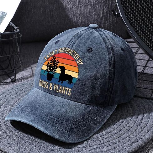 Pishovi Dogs Plants Fun Distressed Washed Blue Baseball Cap, Vintage Adjustable Cotton Cap, Funny Retirement Gift for Men and Woman, Christmas Birthday Gifts for Dad Mom Dog Lover Plants Lover in Kuwait