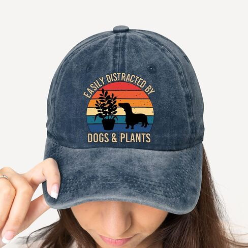 Pishovi Dogs Plants Fun Distressed Washed Blue Baseball Cap, Vintage Adjustable Cotton Cap, Funny Retirement Gift for Men and Woman, Christmas Birthday Gifts for Dad Mom Dog Lover Plants Lover in Kuwait