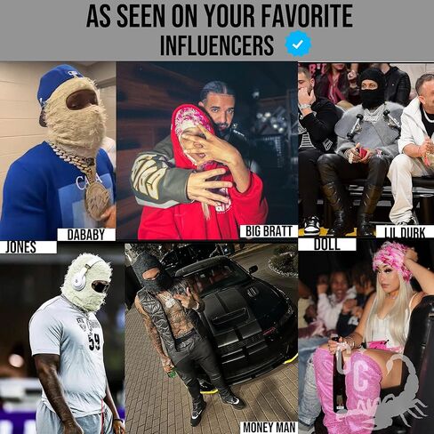 أقنعة التزلج GCBALACLAVA المتعثرة أقنعة التزلج الرائجة المقاومة للرياح للشتاء مقاس واحد ممتاز قبعة قناع الشدة من Yeat Shiesty 2PCK in Kuwait