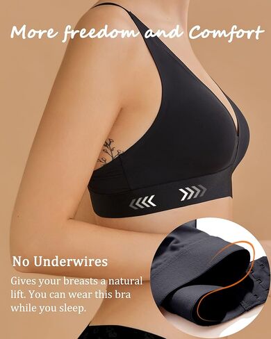FINETOO Bralettes للنساء حمالات صدر مثلثة يغرق Underwire مبطنة بدون خياطة حمالة صدر عميقة على شكل حرف V حمالة صدر لاسلكية يومية للسيدات باللون الأسود in Kuwait