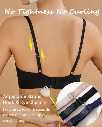 FINETOO Bralettes للنساء حمالات صدر مثلثة يغرق Underwire مبطنة بدون خياطة حمالة صدر عميقة على شكل حرف V حمالة صدر لاسلكية يومية للسيدات باللون الأسود in Kuwait