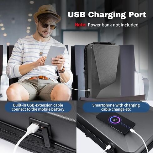 HANSSHOW Hard Shell Laptop Backpack, 17 Inch TSA Anti-Theft Waterproof Gaming Backpack, USB Charging Port Slim Bookbag in Kuwait