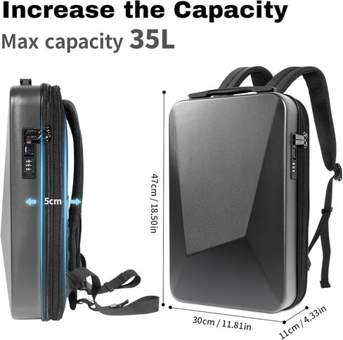 HANSSHOW Hard Shell Laptop Backpack, 17 Inch TSA Anti-Theft Waterproof Gaming Backpack, USB Charging Port Slim Bookbag in Kuwait