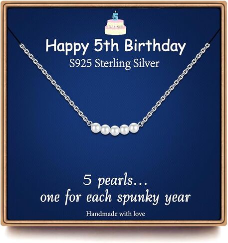Ieftop Birthday Gifts for 5 Year Old Girls - S925 Sterling Silver Chain Pearl Birthday Necklace 5 Year Old Girl Birthday Gift Ideas Birthday Jewelry Gifts for Girls Daughter Granddaughter Niece in Kuwait
