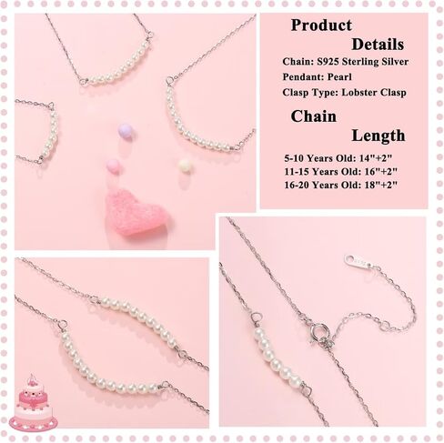 Ieftop Birthday Gifts for 5 Year Old Girls - S925 Sterling Silver Chain Pearl Birthday Necklace 5 Year Old Girl Birthday Gift Ideas Birthday Jewelry Gifts for Girls Daughter Granddaughter Niece in Kuwait