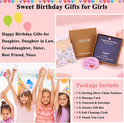 Ieftop Birthday Gifts for 5 Year Old Girls - S925 Sterling Silver Chain Pearl Birthday Necklace 5 Year Old Girl Birthday Gift Ideas Birthday Jewelry Gifts for Girls Daughter Granddaughter Niece in Kuwait