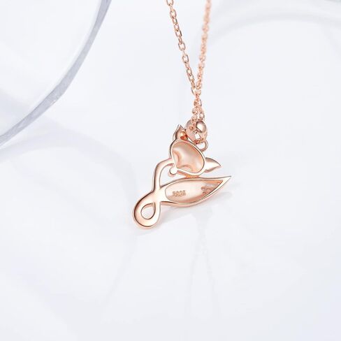 JZSANTI 925-Sterling-Silver Animal Infinity Fox Necklace - Embellished with Cubic Zirconia Cute Animal Rose Gold Infinity Fox Pendant, Jewelry Gifts for Mom Women Girls Friends in Kuwait