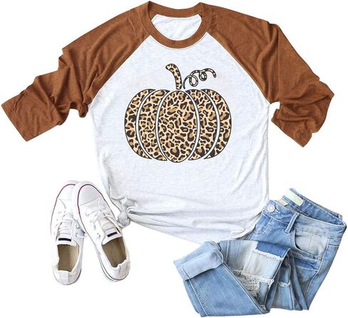 Pumpkin Shirts for Women Funny Halloween Clothing Fall T-Shirts Top in Kuwait