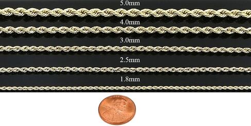 Bracelet Real 10K Yellow Gold Hollow Rope Men and Women 5.0mm, 7" to 10" in Saudi Arabia