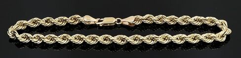 Bracelet Real 10K Yellow Gold Hollow Rope Men and Women 5.0mm, 7" to 10" in Saudi Arabia