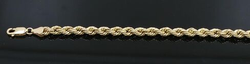 Bracelet Real 10K Yellow Gold Hollow Rope Men and Women 5.0mm, 7" to 10" in Saudi Arabia