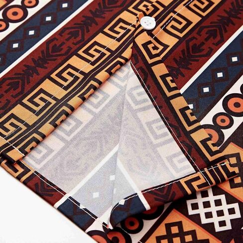 قمصان KYKU الأفريقية للرجال Dashiki 70s ملابس مطبوعة بأزرار سفلية قميص رجالي بأكمام قصيرة in Saudi Arabia