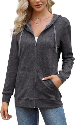 MISSKY Women's Casual Long Sleeve Zip up Jacket with Pockets Running Sweatshirts Jackets in Saudi Arabia