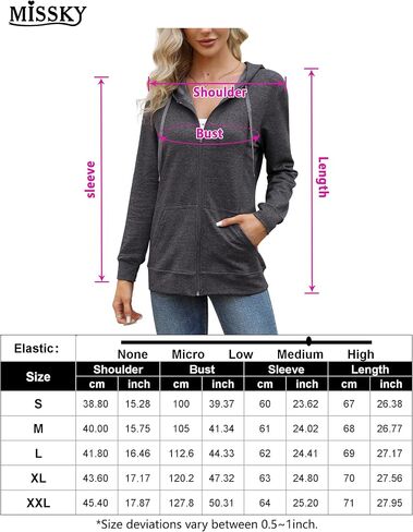 MISSKY Women's Casual Long Sleeve Zip up Jacket with Pockets Running Sweatshirts Jackets in Saudi Arabia