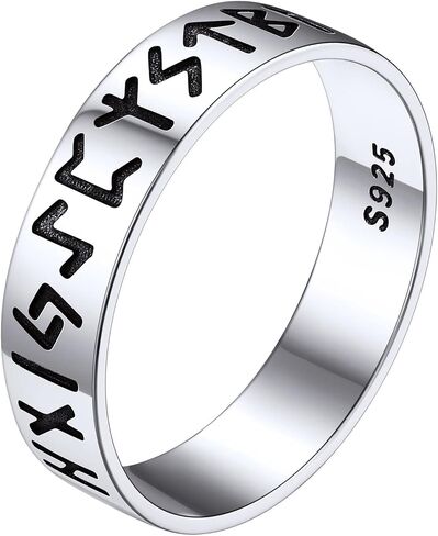 خاتم Bestyle Viking Norse Runes من الفضة الإسترلينية للرجال والنساء، خاتم إصبع السبابة الرائع، هدية بيان مجوهرات الفايكنج نورس in Kuwait