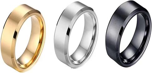 SUGFACY 3 قطع من حلقات الفولاذ التيتانيوم، حلقات 4 مم / 6 مم / 8 مم للرجال والنساء، حلقات من الفولاذ المقاوم للصدأ، حلقات خطوبة، حلقات مطابقة، حلقات زخرفية، هدايا التخرج، هدايا عيد الميلاد، هدايا العطلات in Kuwait
