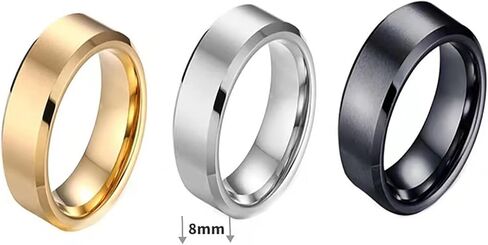 SUGFACY 3 قطع من حلقات الفولاذ التيتانيوم، حلقات 4 مم / 6 مم / 8 مم للرجال والنساء، حلقات من الفولاذ المقاوم للصدأ، حلقات خطوبة، حلقات مطابقة، حلقات زخرفية، هدايا التخرج، هدايا عيد الميلاد، هدايا العطلات in Kuwait