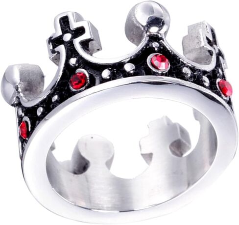 خاتم LAFATINA للرجال من Royal King Crown الاستبداد، خاتم من الفولاذ المقاوم للصدأ للجنسين، مقاس من 7 إلى 13 in Saudi Arabia