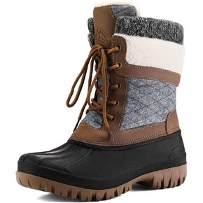 mysoft Women's Winter Snow Boots Waterproof Insulated Mid-Calf Booties, Fur-lined Lace Up Shoes for Outdoor