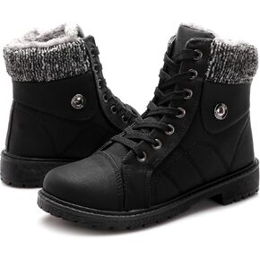 yageyan Womens Winter Snow Boots Warm Fur Lined Winter Water-resistan Ankle Booties Zipper Anti-Slip Combat Boots