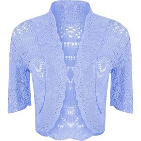 Loxdonz Women's Crochet Knit Cropped Bolero Shrug Cardigan Open Front Short Shrugs for Women