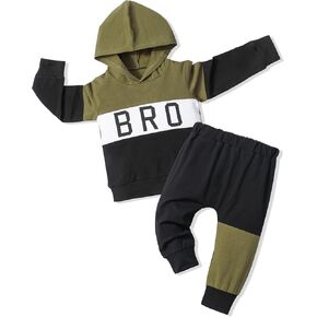 ملابس Fommy للأطفال الصغار، ملابس للأطفال الصغار بقلنسوة بأكمام طويلة وطبعة حروف + طقم سراويل مكون من قطعتين in Kuwait