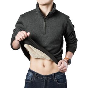Yeokou Mens Fashion Warm Fleece Crewneck Sweatshirt Thick Sherpa Lined Pullover Tops