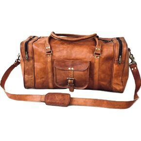 Leather Duffel Travel Gym Overnight Weekend Leather Bag Classic Square Handmade Eco-Friendly Bag Medium in Kuwait