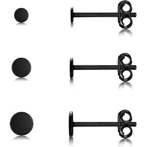 Sterling Silver Stud Earrings for Women, Tiny Flat Dot Earrings Set | Small Hypoallergenic Circle Stud Earrings | Dainty Round Tragus Cartilage Studs for Men Girls (2mm/3mm/4mm)