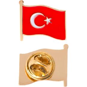 دبوس طية صدر بتصميم علم تركيا مصنوع من المعدن للرجال والنساء بتصميم وطني تركي (دبوس طية صدر بعلم مموج) in Kuwait