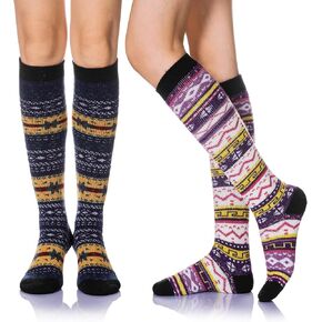 Eyean Women's Knee High Wool Socks Winter Thick Thermal Soft Comfy Over Knee Long High Socks 2 Pairs