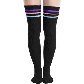 Abodhu Womens Thigh High Socks, Over Knee Socks for Women, Striped Knit Long Tall Stockings, Cosplay Casual Socks…