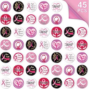 ايليكلاند 45 قطعة من دبابيس الشريط الزهري للتوعية بسرطان الثدي، بروش الامل الزهري للمناسبات الخيرية لسرطان الثدي in Kuwait