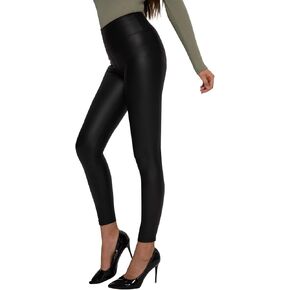 Gondola Blu Faux Leather Leggings for Women High Waist Tummy Control Stretchy Sexy Pants with Thin Fleece Lined Seamless in Saudi Arabia